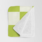 Retro vintage check: neon green and ice cream white Throw Blanket Gallery Image 3