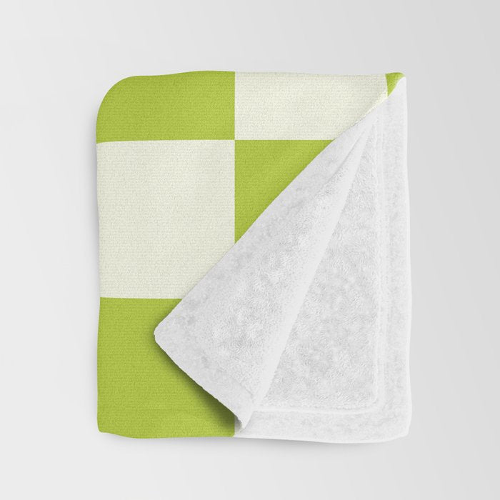 Retro vintage check: neon green and ice cream white Throw Blanket Gallery Image 3