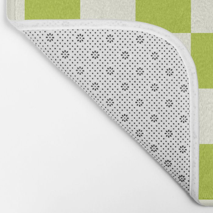 Retro vintage check: neon green and ice cream white Bath Mat Gallery Image 2
