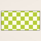 Retro vintage check: neon green and ice cream white Desk Mat Gallery Image 3