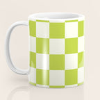 Retro vintage check: neon green and ice cream white Coffee Mug Gallery Image 3