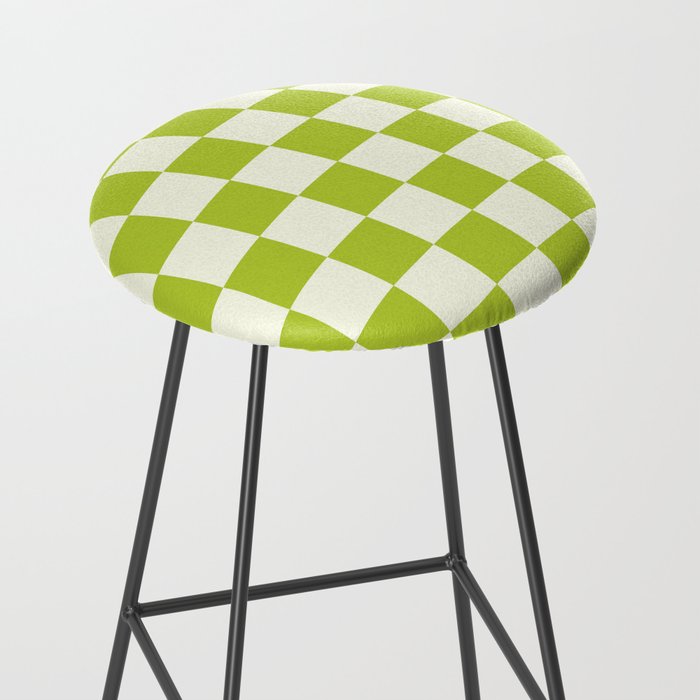 Retro vintage check: neon green and ice cream white Stool Gallery Image 2