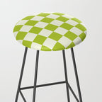 Retro vintage check: neon green and ice cream white Stool Gallery Image 2