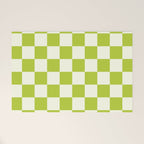 Retro vintage check: neon green and ice cream white Welcome Mat Gallery Image 1