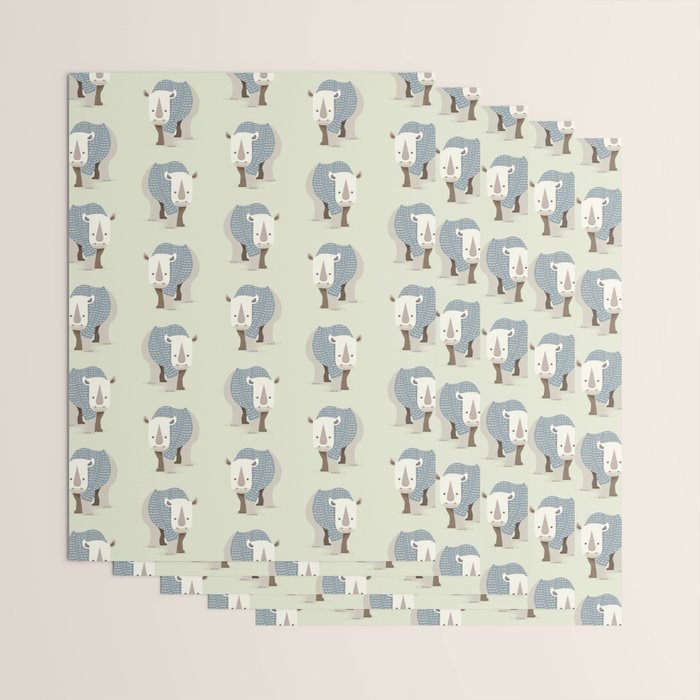 Whimsical Rhinoceros Wrapping Paper Gallery Image 3