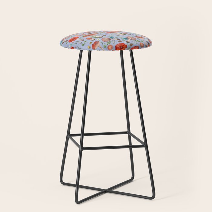 Lovely Red Mushrooms - Bluebg Stool Gallery Image 1