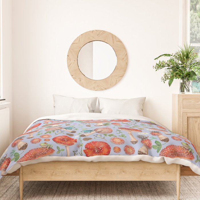Lovely Red Mushrooms - Bluebg Duvet Cover Gallery Image 3