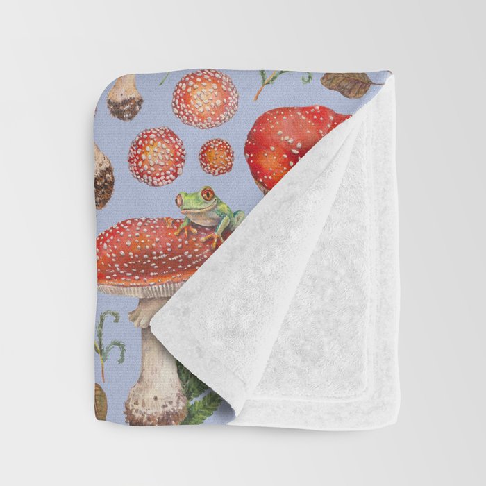 Lovely Red Mushrooms - Bluebg Throw Blanket Gallery Image 3