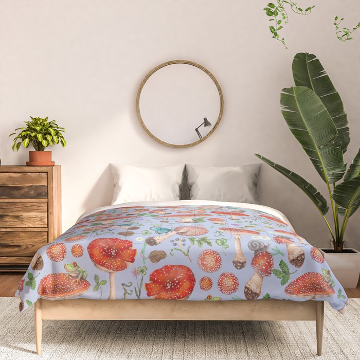 Lovely Red Mushrooms - Bluebg Comforter Gallery Image 3