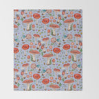 Lovely Red Mushrooms - Bluebg Throw Blanket Gallery Image 2