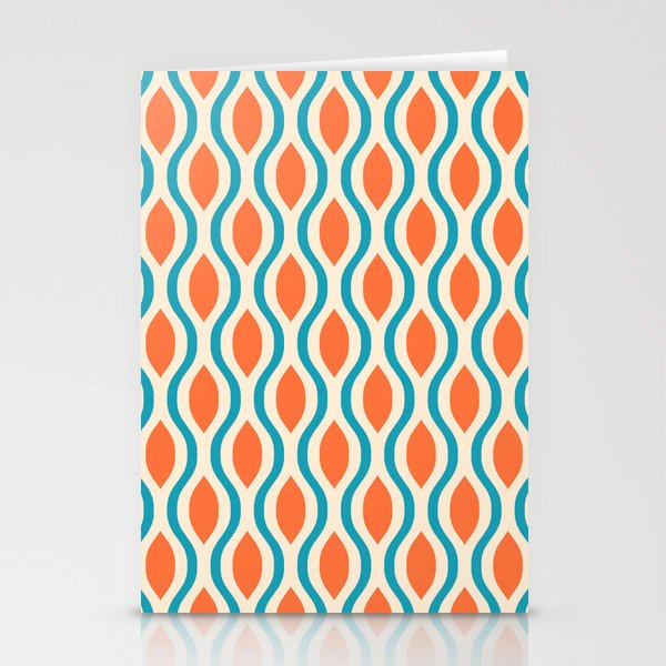 Mid Century Modern Decoration 442 Orange Beige and Turquoise Stationery Card Gallery Image 1