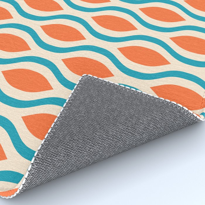 Mid Century Modern Decoration 442 Orange Beige and Turquoise Rug Gallery Image 4