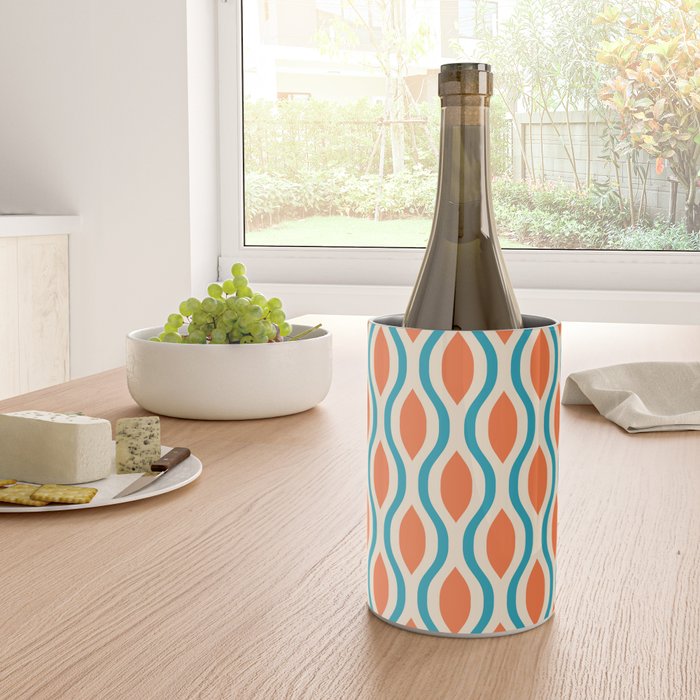 Mid Century Modern Decoration 442 Orange Beige and Turquoise Wine Chiller Gallery Image 4