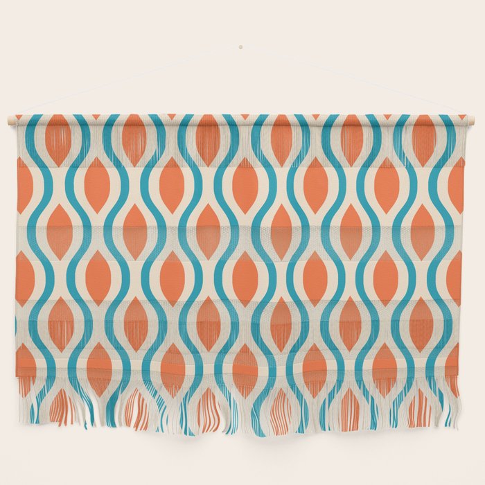 Mid Century Modern Decoration 442 Orange Beige and Turquoise Wall Hanging Gallery Image 1