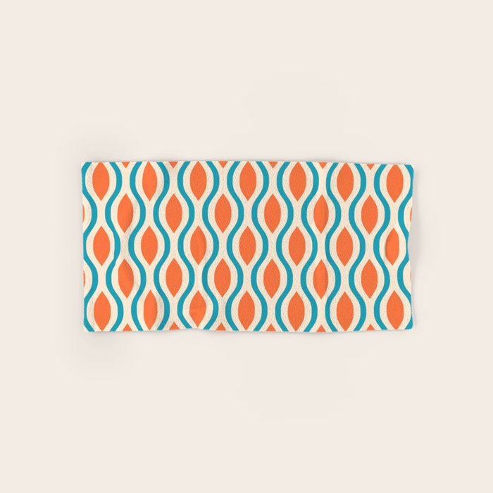 Mid Century Modern Decoration 442 Orange Beige and Turquoise Towels Gallery Image 1