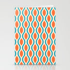 Mid Century Modern Decoration 442 Orange Beige and Turquoise Stationery Card Gallery Image 2