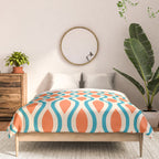 Mid Century Modern Decoration 442 Orange Beige and Turquoise Comforter Gallery Image 3