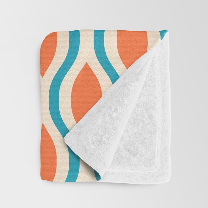Mid Century Modern Decoration 442 Orange Beige and Turquoise Throw Blanket Gallery Image 3