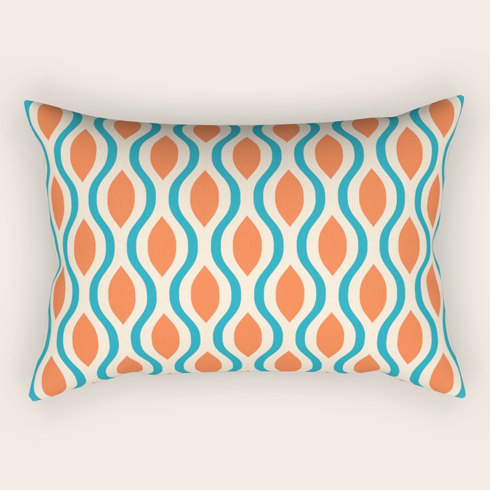 Mid Century Modern Decoration 442 Orange Beige and Turquoise Rectangular Pillow Gallery Image 1
