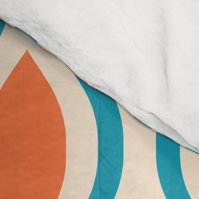 Mid Century Modern Decoration 442 Orange Beige and Turquoise Comforter Gallery Image 4