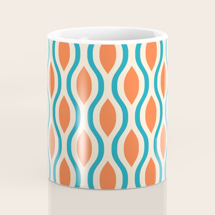 Mid Century Modern Decoration 442 Orange Beige and Turquoise Coffee Mug Gallery Image 4