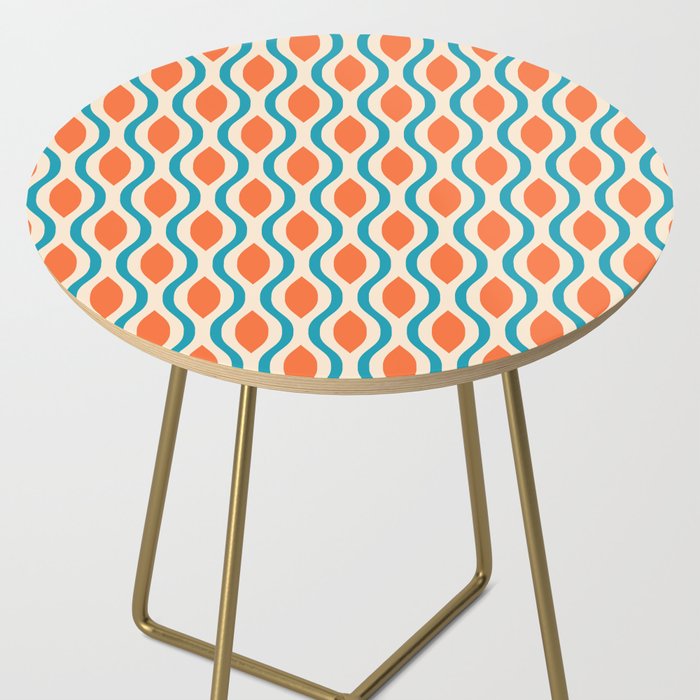 Mid Century Modern Decoration 442 Orange Beige and Turquoise Side Table Gallery Image 2