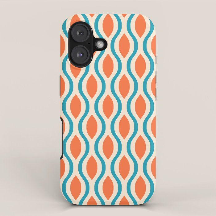 Mid Century Modern Decoration 442 Orange Beige and Turquoise iPhone Case Gallery Image 1