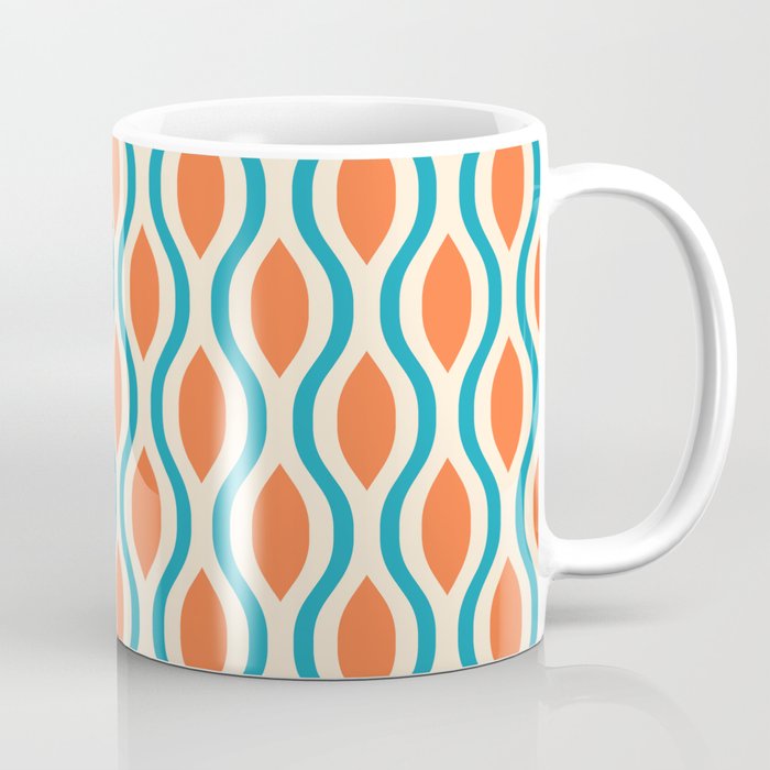 Mid Century Modern Decoration 442 Orange Beige and Turquoise Coffee Mug Gallery Image 1