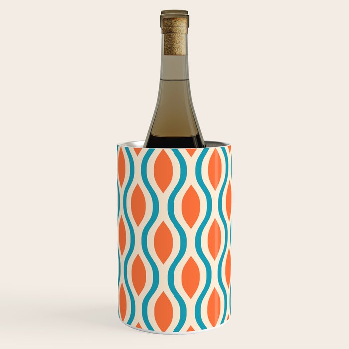 Mid Century Modern Decoration 442 Orange Beige and Turquoise Wine Chiller Gallery Image 2