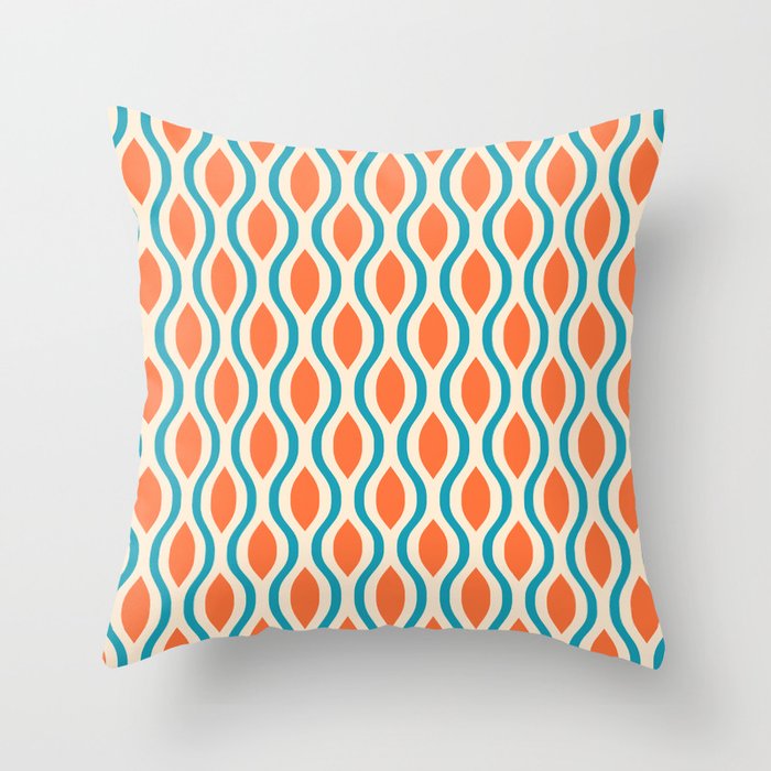 Mid Century Modern Decoration 442 Orange Beige and Turquoise Throw Pillow Gallery Image 1