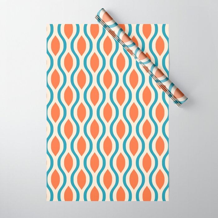 Mid Century Modern Decoration 442 Orange Beige and Turquoise Wrapping Paper Gallery Image 1