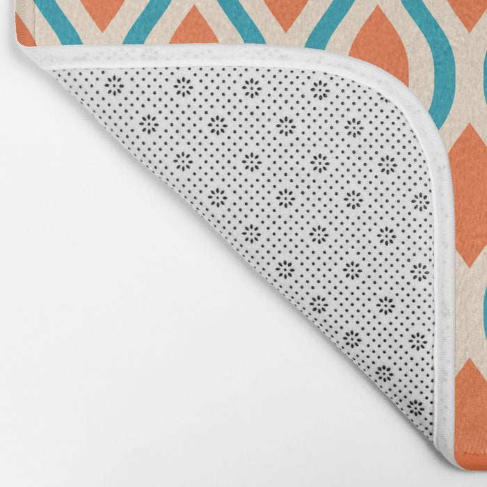 Mid Century Modern Decoration 442 Orange Beige and Turquoise Bath Mat Gallery Image 2