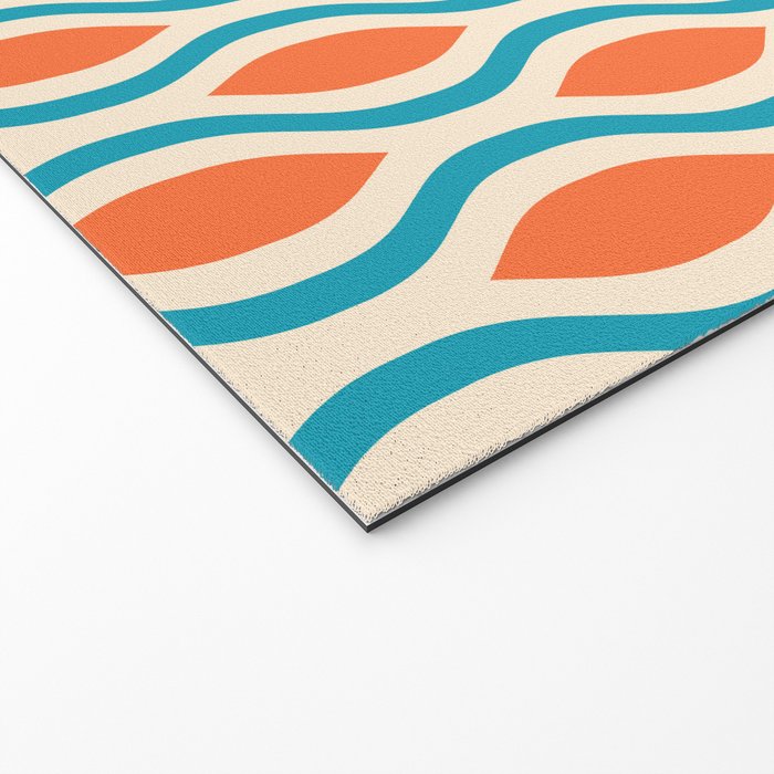 Mid Century Modern Decoration 442 Orange Beige and Turquoise Welcome Mat Gallery Image 2