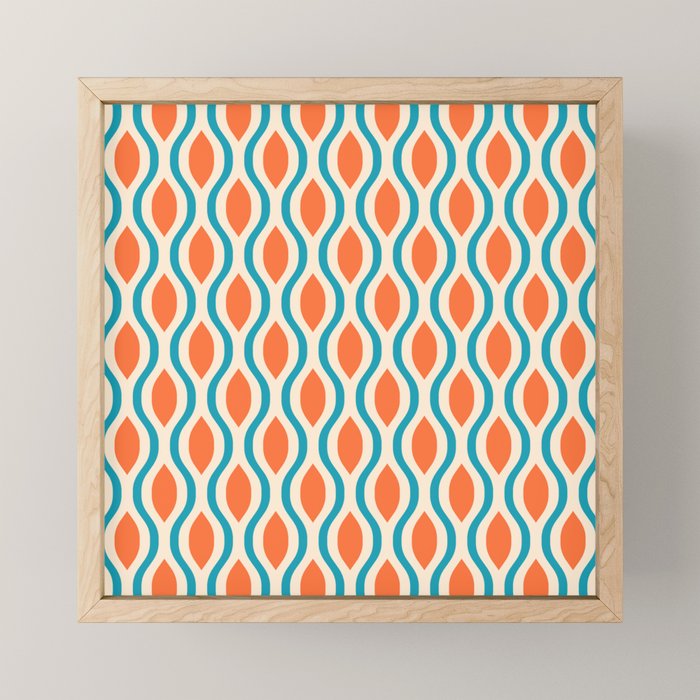 Mid Century Modern Decoration 442 Orange Beige and Turquoise Mini Art Print Gallery Image 1