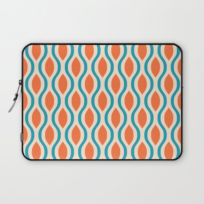 Mid Century Modern Decoration 442 Orange Beige and Turquoise Laptop Sleeve Gallery Image 1