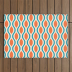 Mid Century Modern Decoration 442 Orange Beige and Turquoise Outdoor Rug Gallery Image 1