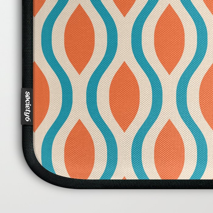 Mid Century Modern Decoration 442 Orange Beige and Turquoise Laptop Sleeve Gallery Image 3