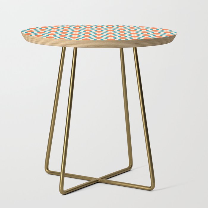 Mid Century Modern Decoration 442 Orange Beige and Turquoise Side Table Gallery Image 1