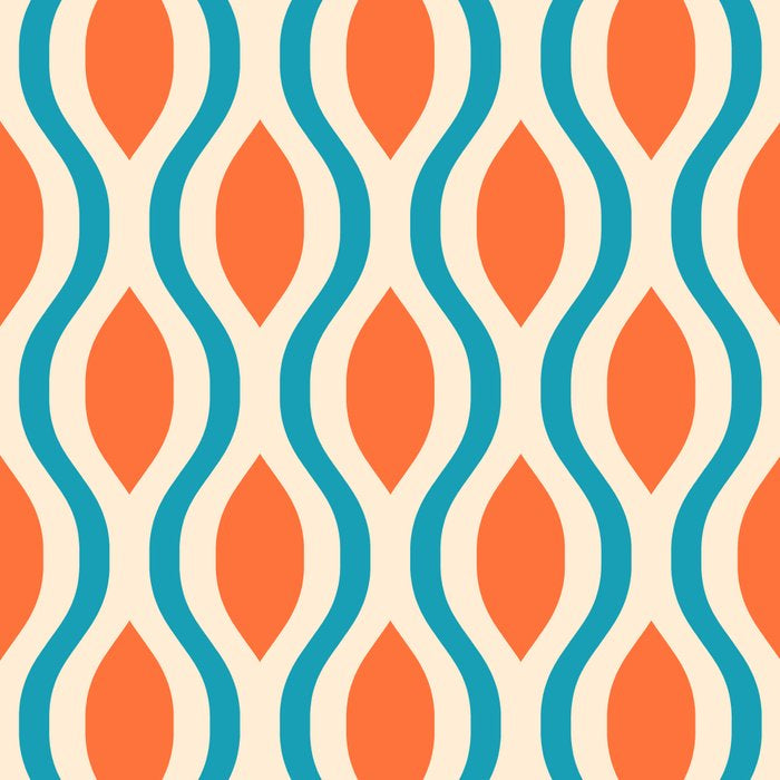 Mid Century Modern Decoration 442 Orange Beige and Turquoise Coffee Mug Gallery Image 2