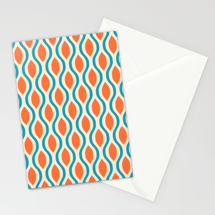 Mid Century Modern Decoration 442 Orange Beige and Turquoise Stationery Card Gallery Image 2