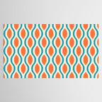 Mid Century Modern Decoration 442 Orange Beige and Turquoise Tablecloth Gallery Image 2