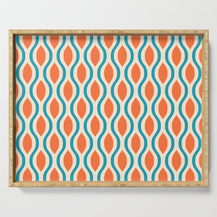 Mid Century Modern Decoration 442 Orange Beige and Turquoise Serving Tray Gallery Image 1