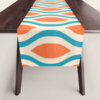 Mid Century Modern Decoration 442 Orange Beige and Turquoise Table Runner Gallery Image 1