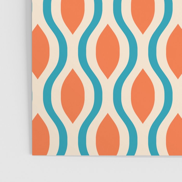 Mid Century Modern Decoration 442 Orange Beige and Turquoise Poster Gallery Image 3