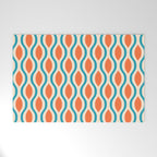 Mid Century Modern Decoration 442 Orange Beige and Turquoise Welcome Mat Gallery Image 1