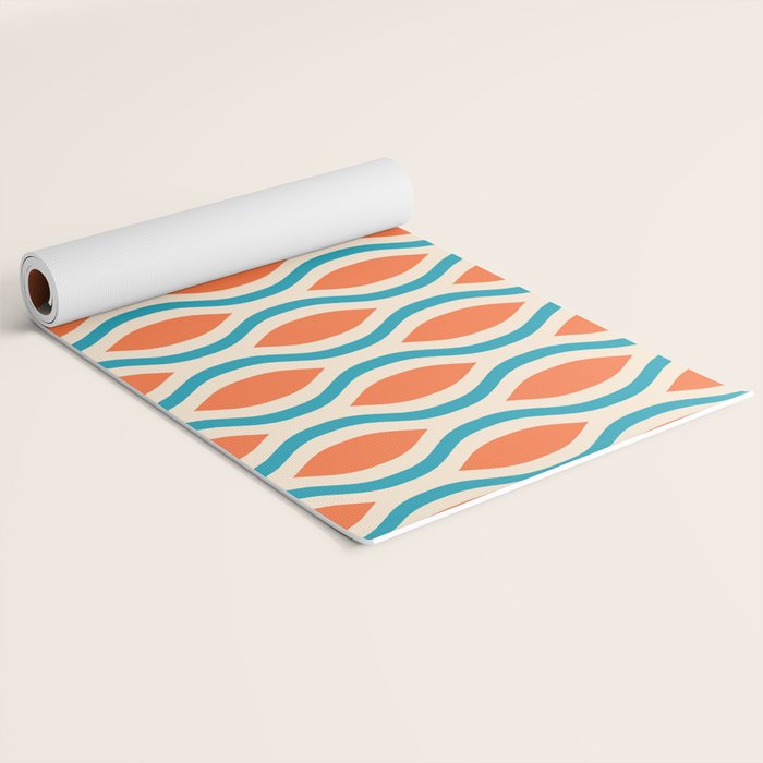 Mid Century Modern Decoration 442 Orange Beige and Turquoise Yoga Mat Gallery Image 2