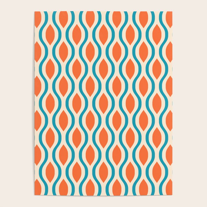 Mid Century Modern Decoration 442 Orange Beige and Turquoise Poster Gallery Image 4
