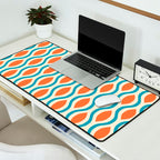 Mid Century Modern Decoration 442 Orange Beige and Turquoise Desk Mat Gallery Image 2