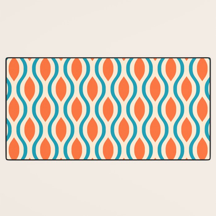 Mid Century Modern Decoration 442 Orange Beige and Turquoise Desk Mat Gallery Image 3