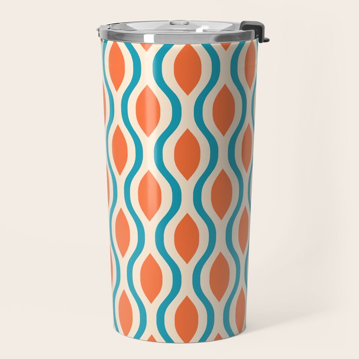 Mid Century Modern Decoration 442 Orange Beige and Turquoise Travel Mug Gallery Image 2